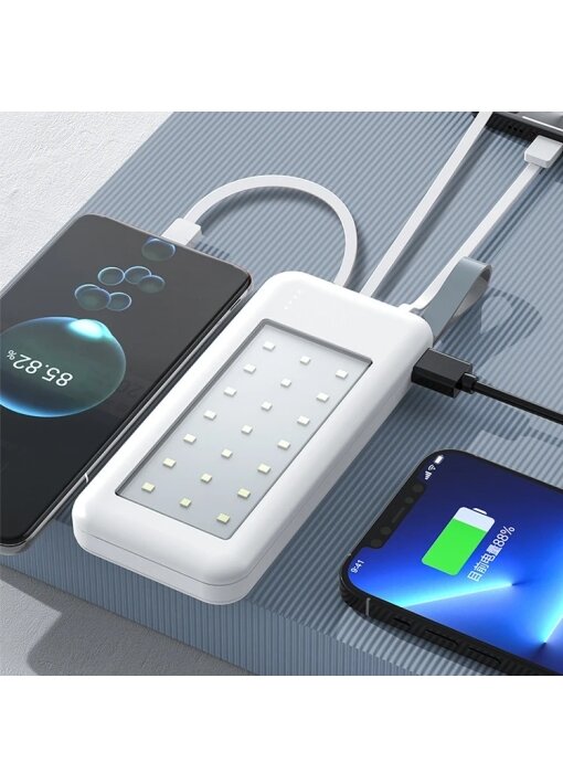 מטען נייד עם תאורת חירום LED 12000 mAh