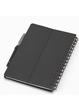 מחברת A5 כריכה דמוי עור משולב מעמד לנייד שחור