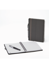 מחברת A5 כריכה דמוי עור משולב מעמד לנייד שחור הדמייה
