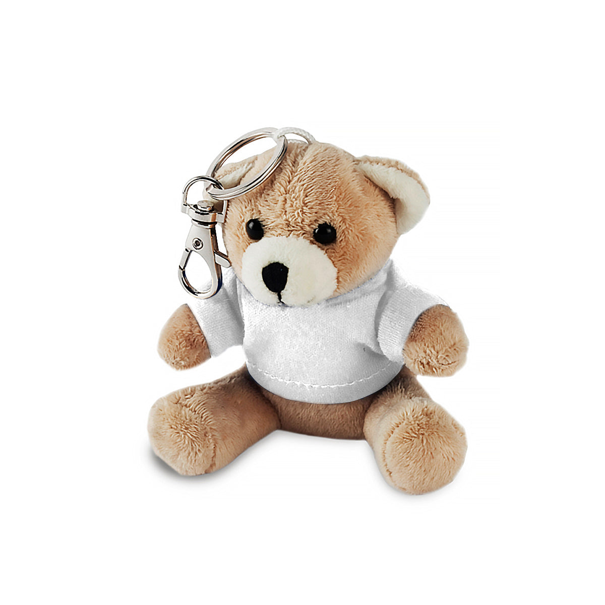 מחזיק מפתחות דובון עם חולצה למיתוג לבן