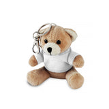 מחזיק מפתחות דובון עם חולצה למיתוג לבן