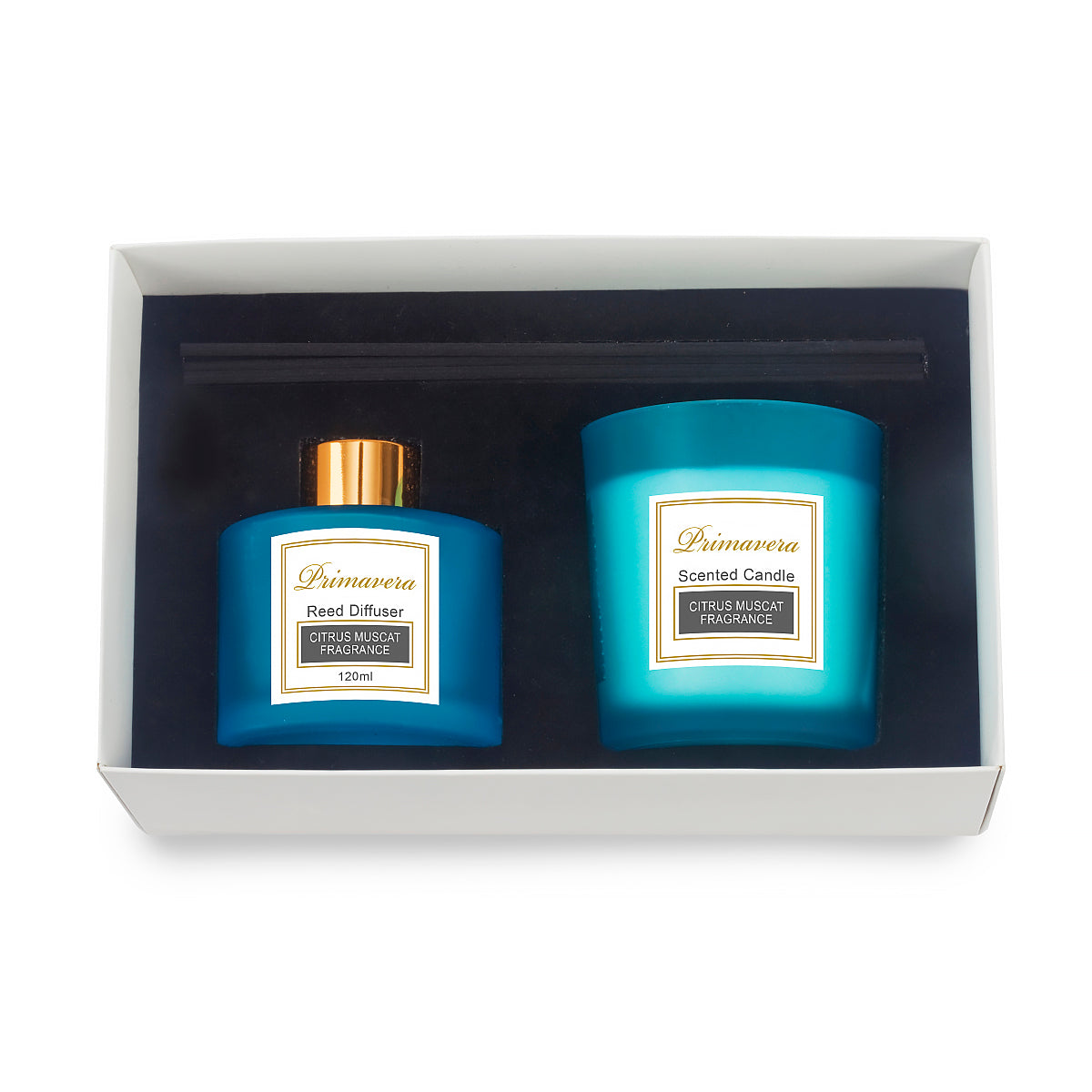 מפיץ ריח ונר ריחני תואם באריזת מתנה במארז