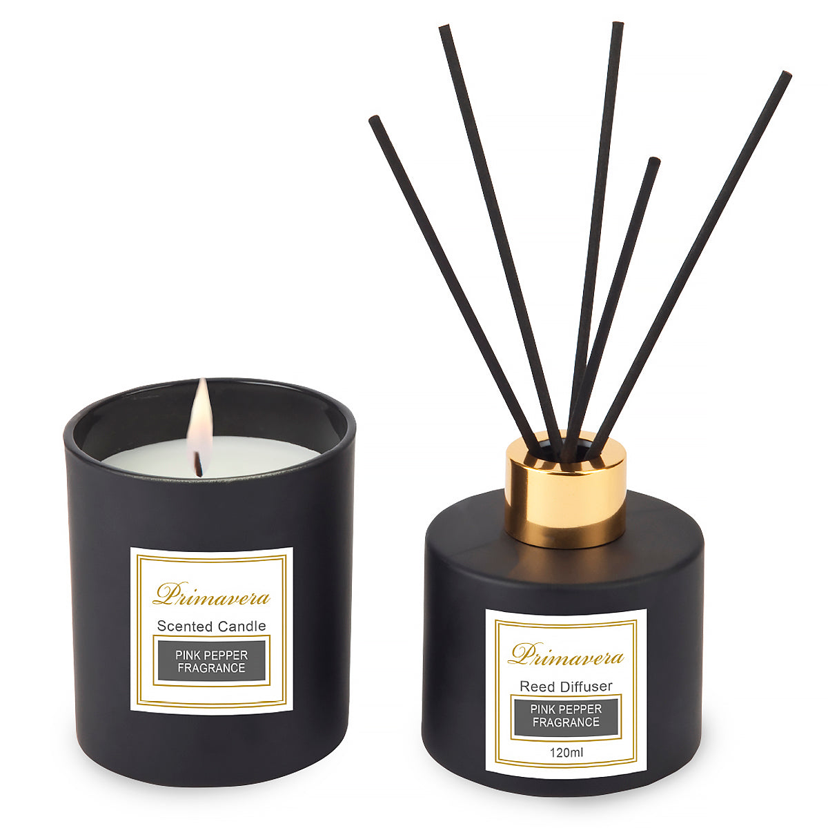 מפיץ ריח ונר ריחני תואם באריזת מתנה שחור