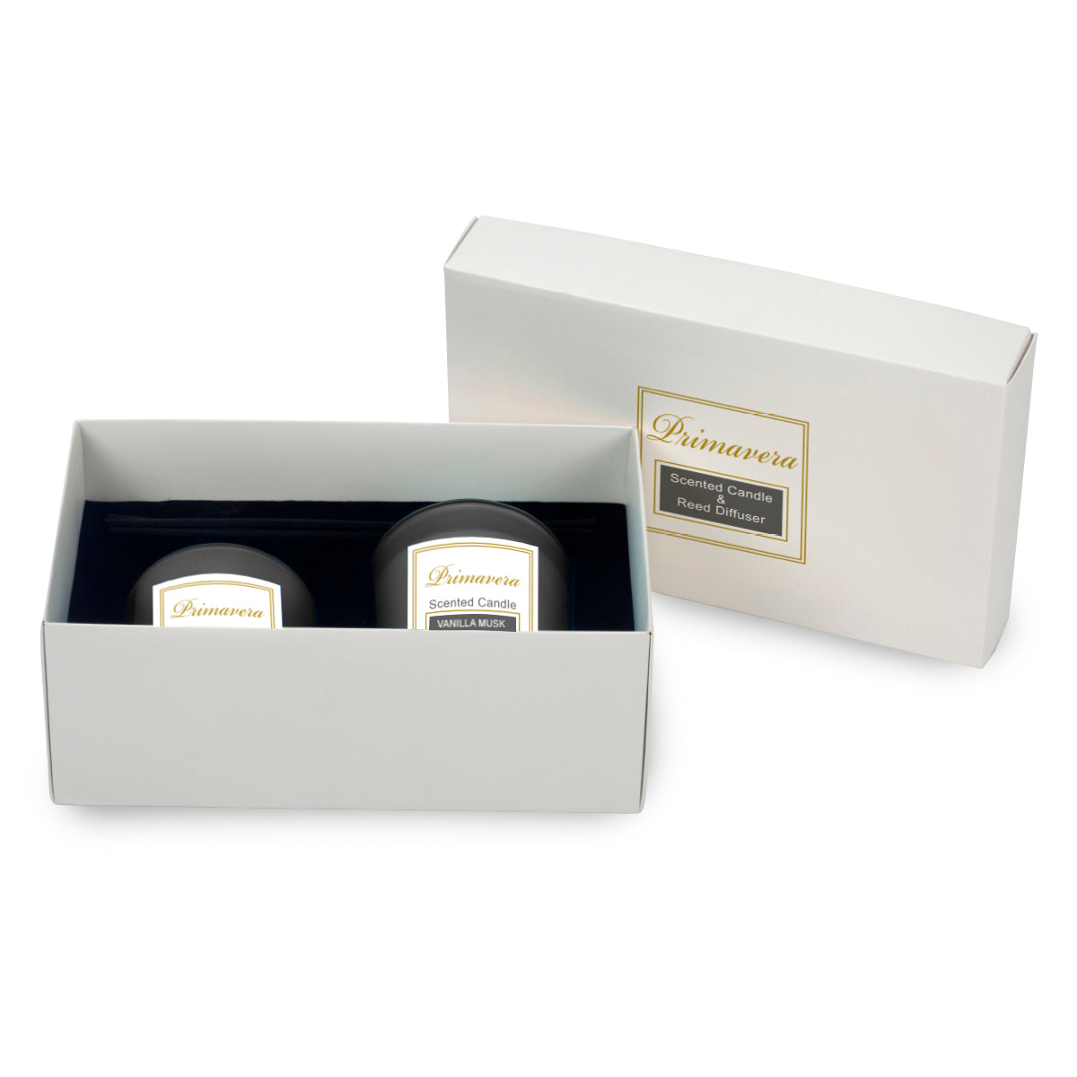 מפיץ ריח ונר ריחני תואם באריזת מתנה שחור 