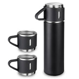 תרמוס איכותי 750 מ"ל ו-3 כוסות  שחור