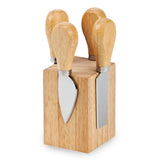 מעמד עץ מגנטי עם 4 כלים לגבינות אריזת מתנה