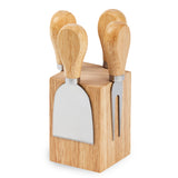 מעמד עץ מגנטי עם 4 כלים לגבינות אריזת מתנה צד שני