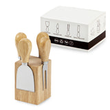 מעמד עץ מגנטי עם 4 כלים לגבינות אריזת מתנה