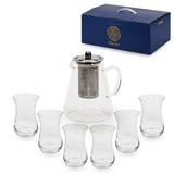 מארז קנקן תה 1.2 ליטר עם פילטר ו-6 כוסות זכוכית