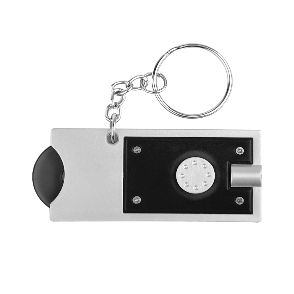 מחזיק מפתחות פנס עם מטבע עגלות שחור