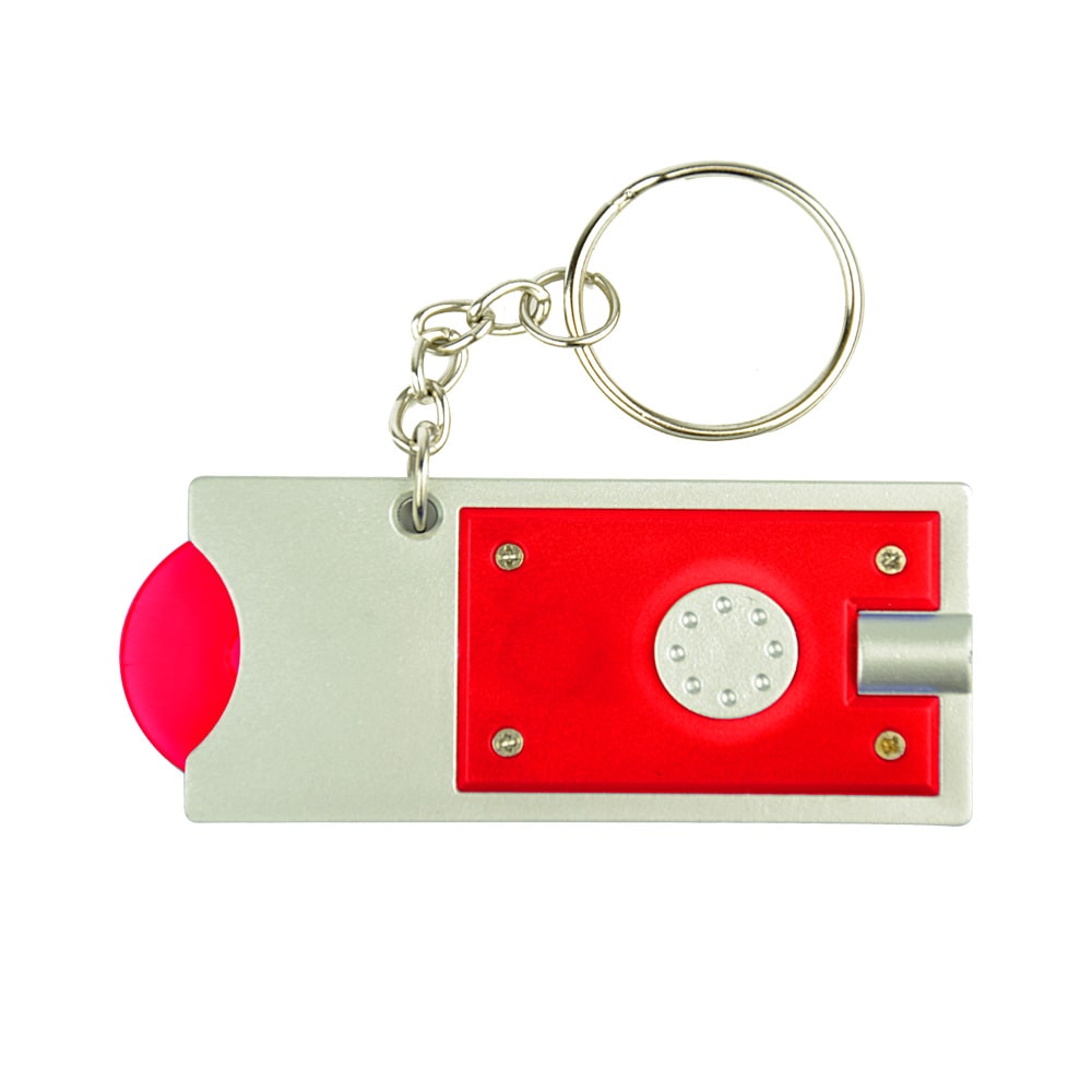 מחזיק מפתחות פנס עם מטבע עגלות אדום