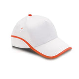 כובע מצחיה לבן מכותנה 5 פאנלים כתום