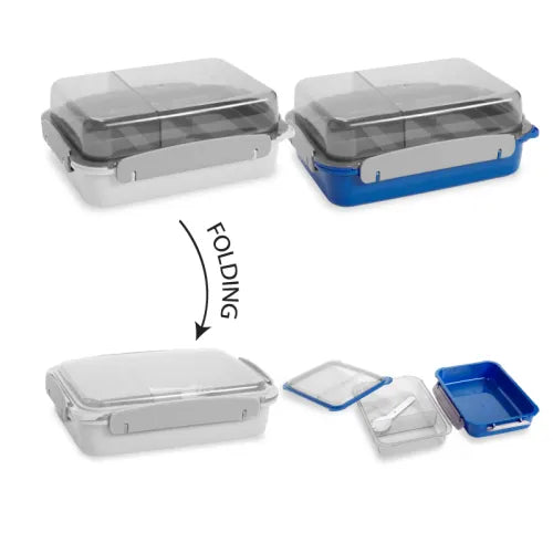 קופסת אוכל 2 קומות לחימום במיקרוגל מתקפלת עם אטימת סיליקון