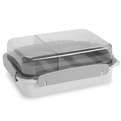 קופסת אוכל 2 קומות מתקפלת עם אטימת סיליקון לבן