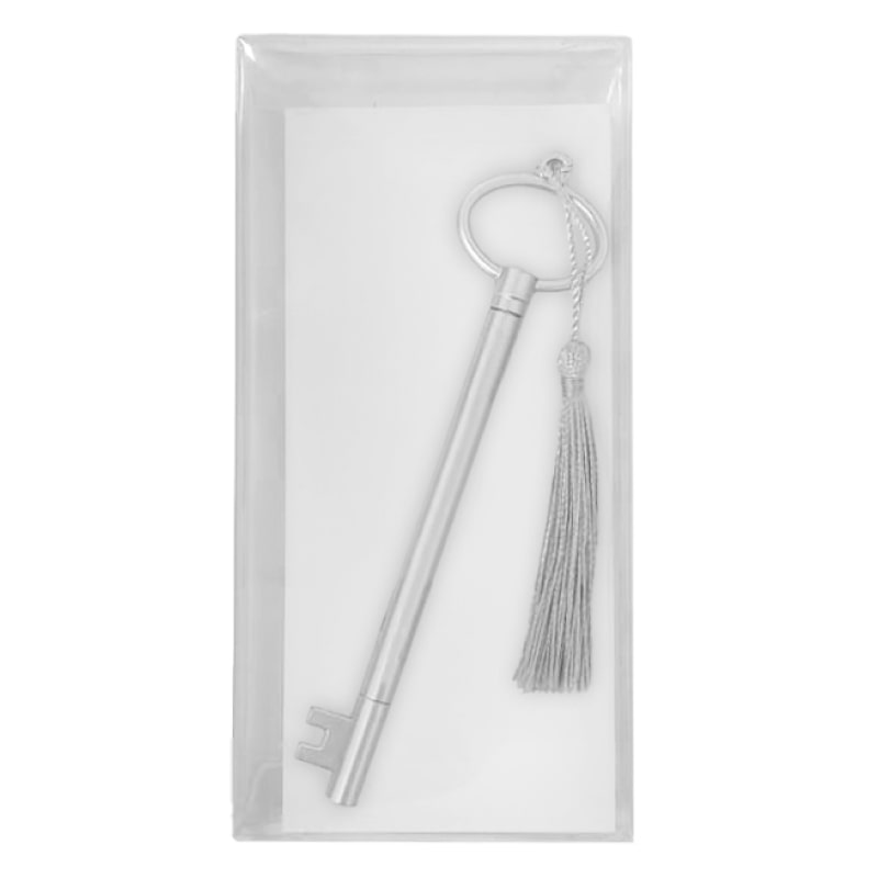 סט פנקס ועט בצורת מפתח כסף