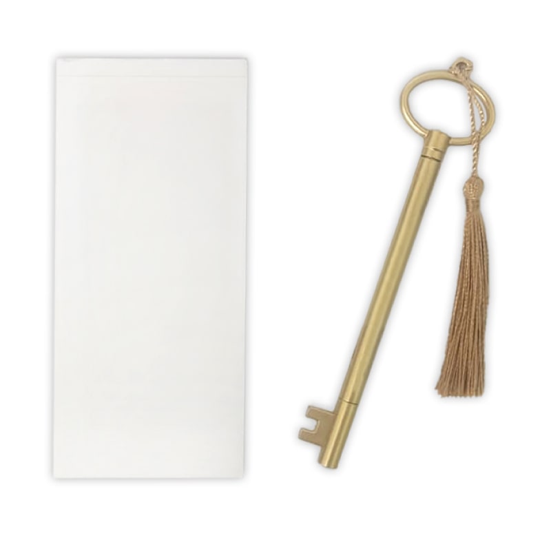 סט פנקס ועט בצורת מפתח זהב