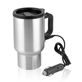 כוס תרמית 450 מ"ל עם חיבור למצת הרכב - על הדרך כסוף