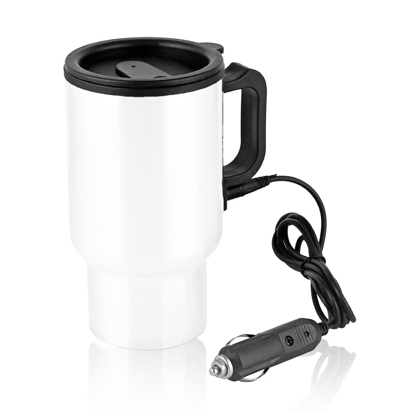 כוס תרמית 450 מ"ל עם חיבור למצת הרכב - על הדרך לבן