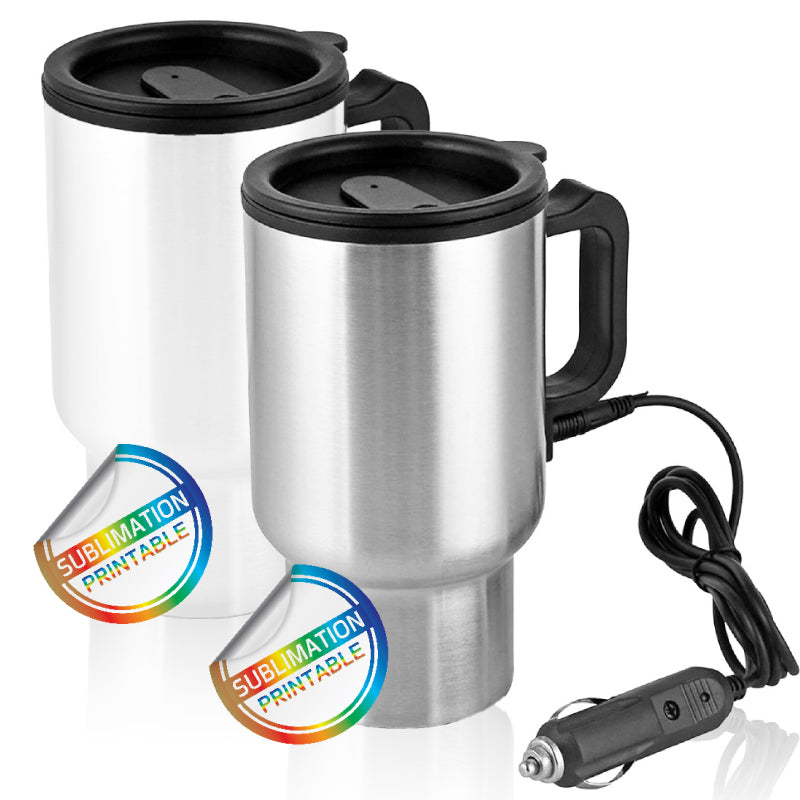 כוס תרמית 450 מ"ל עם חיבור למצת הרכב - על הדרך מתאים לסובלימציה