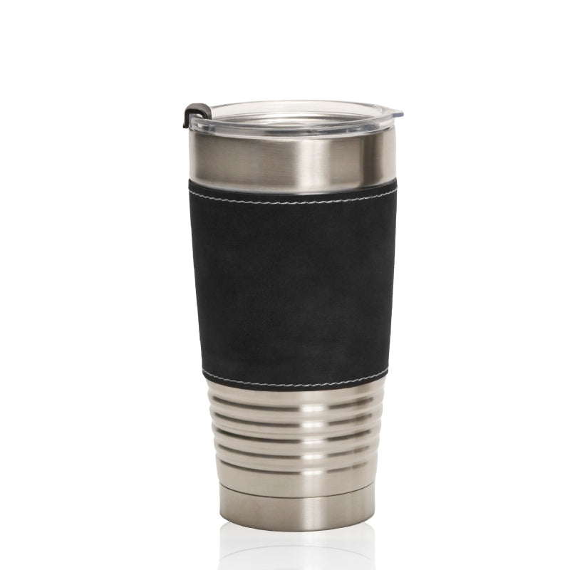 כוס תרמית איכותית 450 מ"ל עם חבק דמוי עור שחור