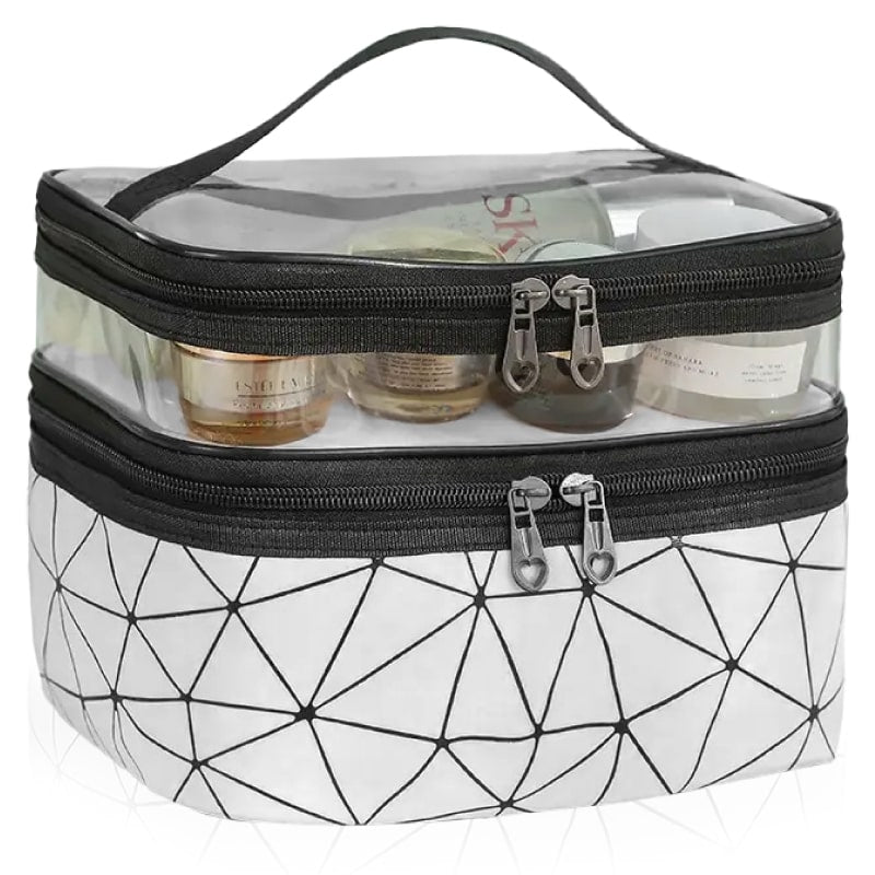 תיק רחצה גדול דמוי עור עמיד למים בעיצוב יוקרתי לבן