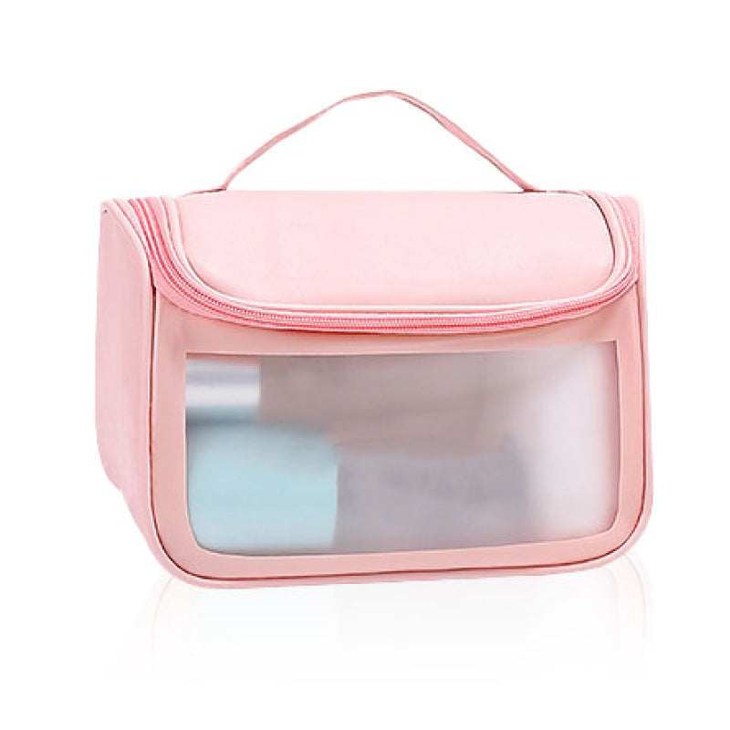 תיק רחצה/איפור עמיד למיד עם חלון שקוף ורוד