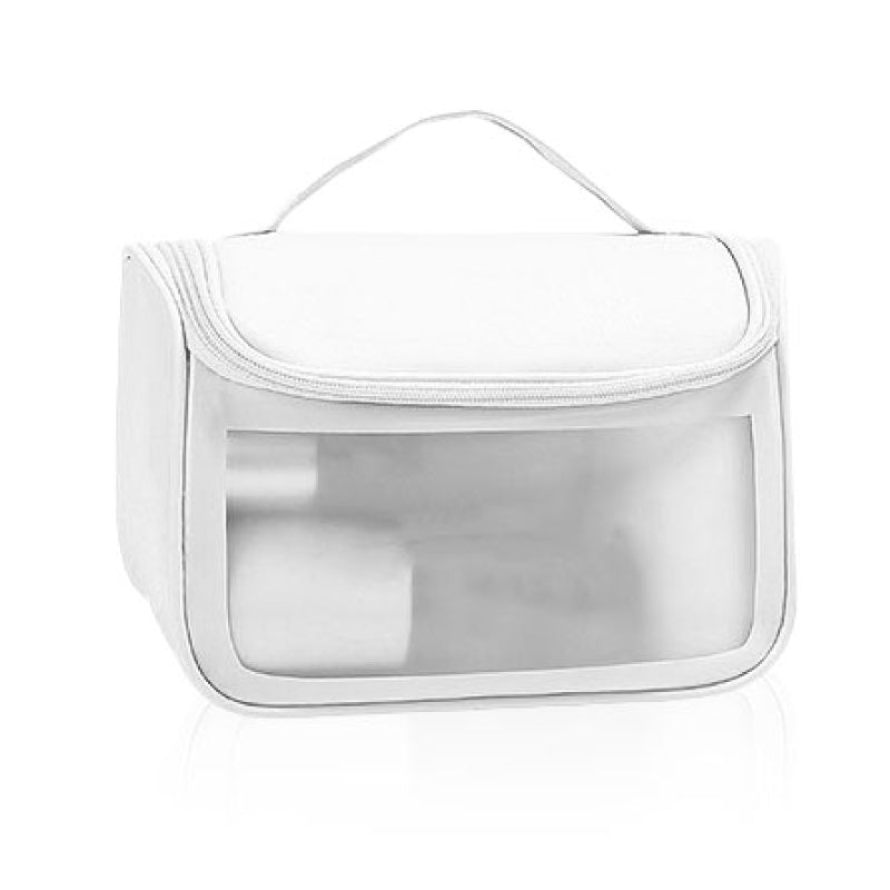 תיק רחצה/איפור עמיד למיד עם חלון שקוף לבן