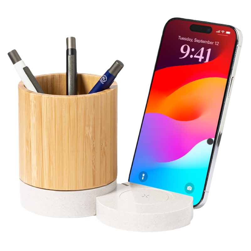 מעמד שולחני משולב מטען אלחוטי אקולוגי הדמייה