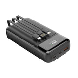 מטען נייד טעינה מהירה במיוחד 20,000 mAh - כבלים שחור