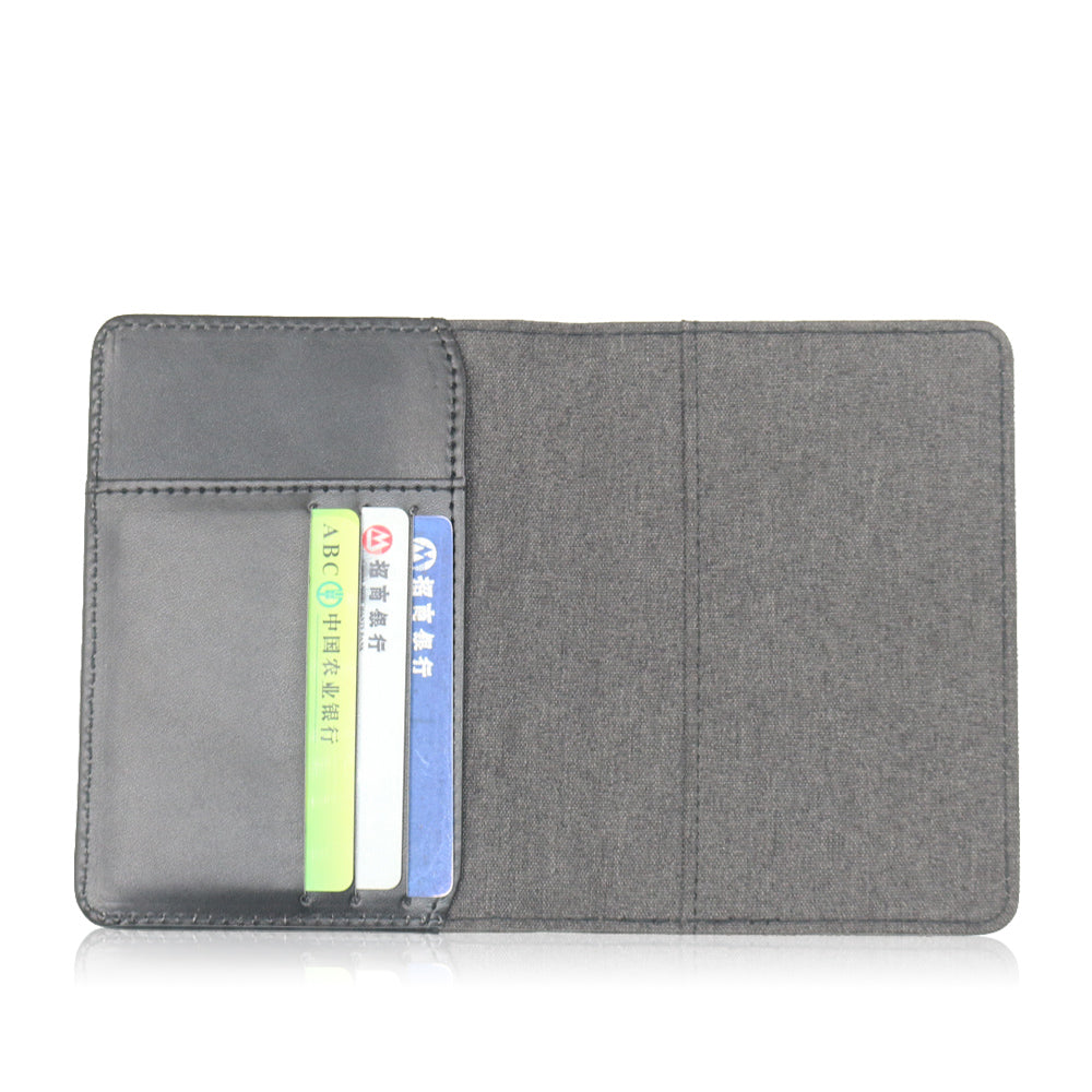 כיסוי דרכון מבד מלאנז בשילוב דמוי עור איכותי פתוח