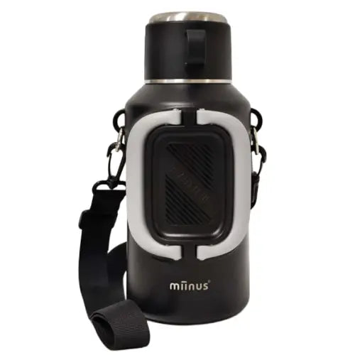 תרמוס איכותי עם זוג ידיות נשיאה וכוס לשתייה 1000 מ"ל שחור