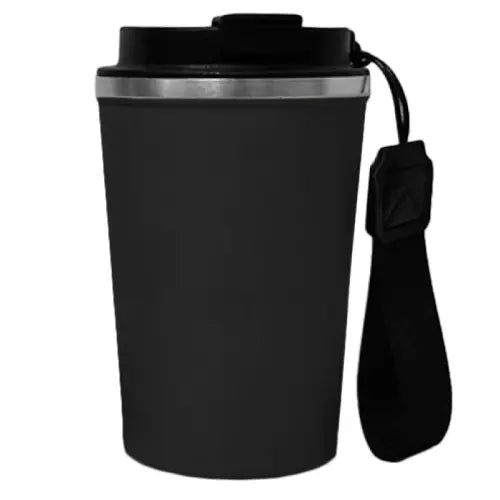כוס תרמית עם רצועת נשיאה  שחור