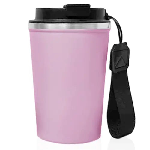 כוס תרמית עם רצועת נשיאה  וורוד