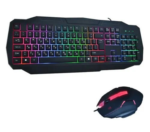 סט גיימיניג עכבר ומקלדת עם תאורת LED RGB