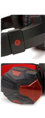 אוזניות גיימיניג מעוצבות עם תאורת LED ומיקרופון שחור אדום