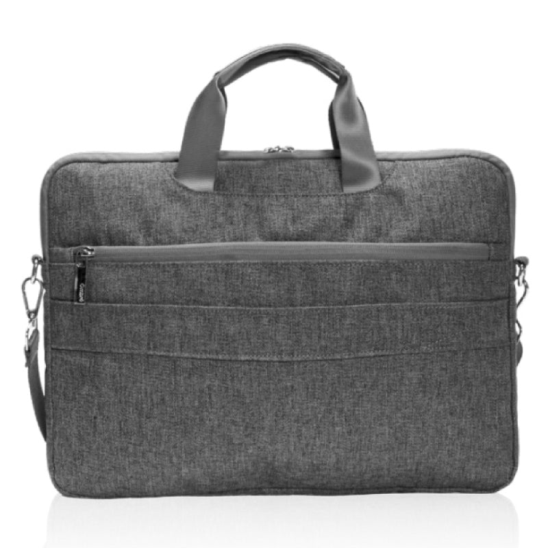 תיק צד למחשב נייד בעיצוב אורבני מבד מלאנז' מבט מאחור אפור