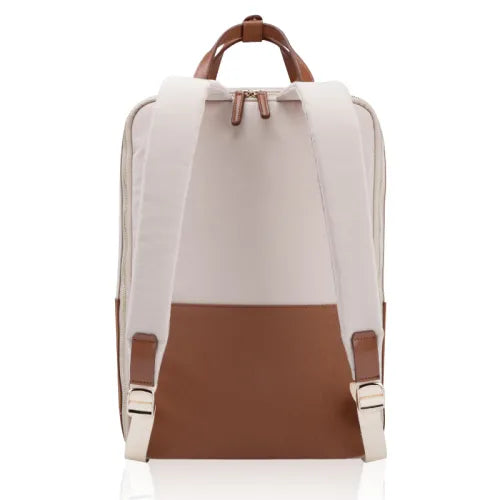 תיק גב יוקרתי למחשב נייד עם ידיות נשיאה מעור חום מאחור