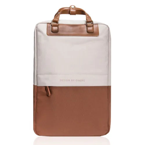 תיק גב יוקרתי למחשב נייד עם ידיות נשיאה מעור חום מקדימה