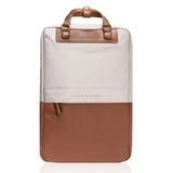 תיק גב יוקרתי למחשב נייד עם ידיות נשיאה מעור חום מקדימה