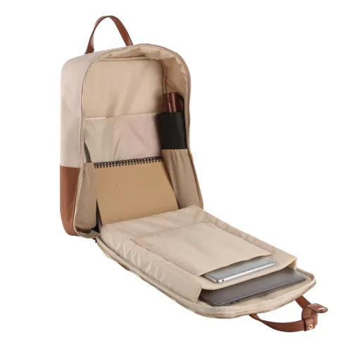 תיק גב יוקרתי למחשב נייד עם ידיות נשיאה מעור פתוח