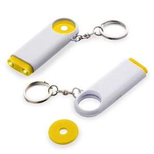 מחזיק מפתחות עם פנס ומטבע לעגלות - צהוב