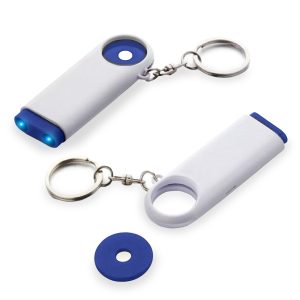 מחזיק מפתחות עם פנס ומטבע לעגלות כחול