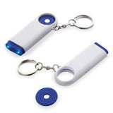 מחזיק מפתחות עם פנס ומטבע לעגלות כחול