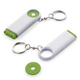 מחזיק מפתחות עם פנס ומטבע לעגלות ירוק
