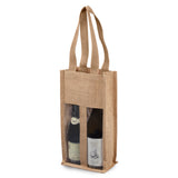 תיק יוטה לבקבוקי יין עם חלון