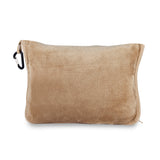 סט שמיכת פלנאל וכרית נסיעות מוקה