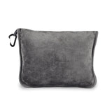 סט שמיכת פלנאל וכרית נסיעות אפור