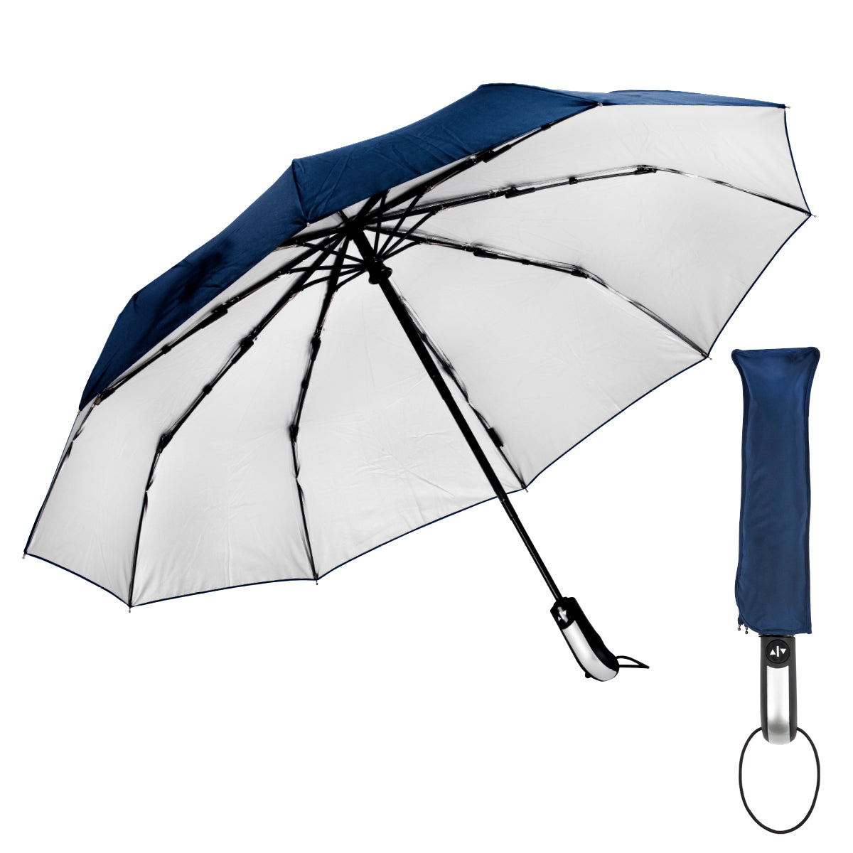 מטריה אוטומטית מתקפלת ל-3 חלקים בגודל 23 אינץ - כחול