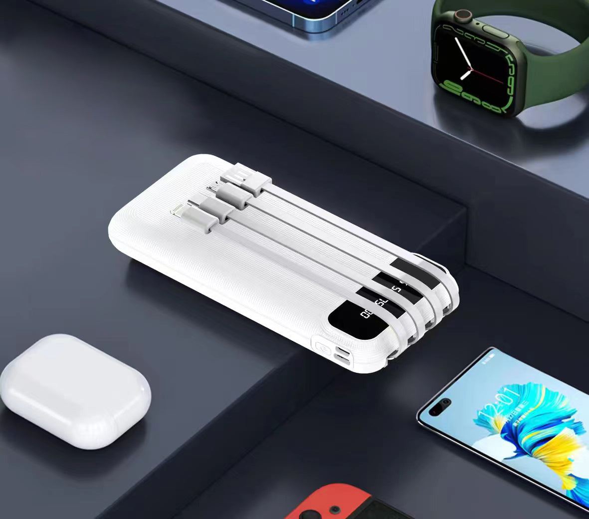 סוללה נטענת למכשירים ניידים, 10,000mAh לבן