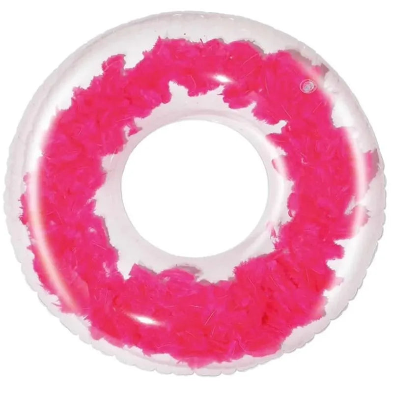 גלגל ים שקוף במילוי נוצות ורודות  114 ס"מ